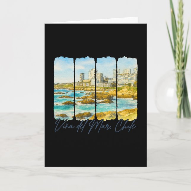 Vina Del Mar Chile Travel Brushstroke Vina Del Mar Card (Front)