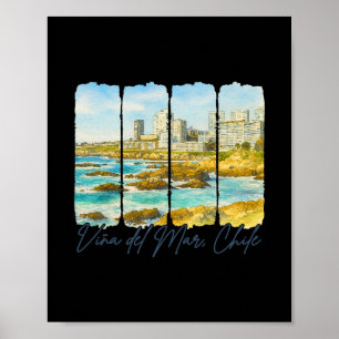 Vina Del Mar Chile Travel Brushstroke Vina Del Mar Poster