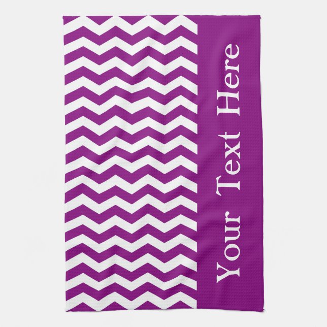 Vina del Mar Purple Wave Chevron customisable Tea Towel (Vertical)