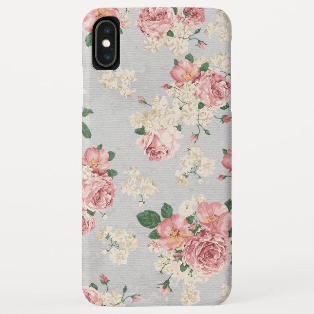 Vinage Floral Pattern Grey Texture Case-Mate iPhone Case (Back)