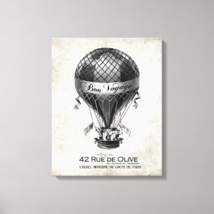 Vinage French Hot air balloon  stretched canvas