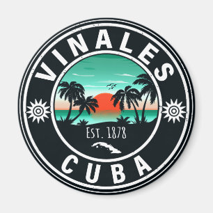 Vinales Cuba Island Retro Sunset Souvenirs 60s Magnet