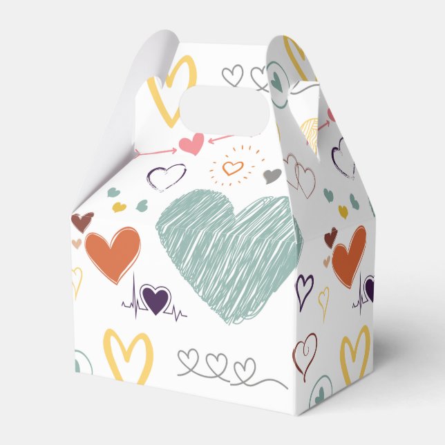 vinatage colours heart pattern favour box (Front Side)