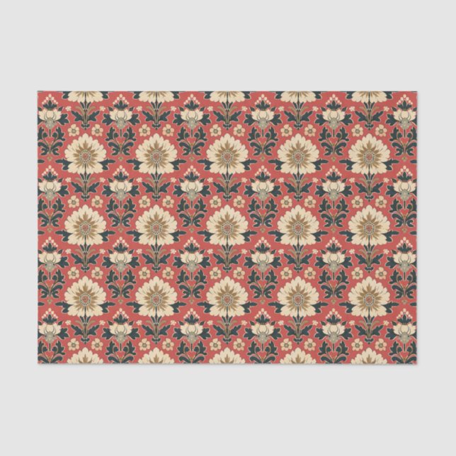 Vinatage Victorian Inspired Damask Pattern Tissue Paper (Front)