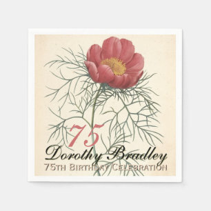 Vinatge Botanical Peony 75th Birthday Party PN Napkin
