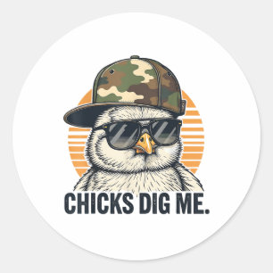 Vinatge Chicks Dig Me Easter Camo Toddler Boys Fun Classic Round Sticker