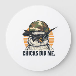 Vinatge Chicks Dig Me Easter Camo Toddler Boys Fun Large Clock