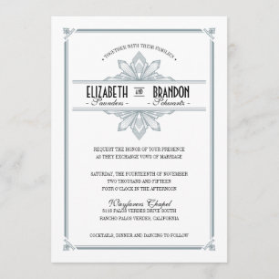 Vinatge Deco Silver & Black Wedding Invitation