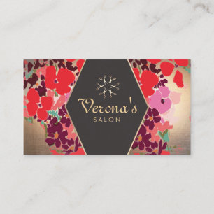 Vinatge Gold Floral Hair Salon Scissors Business Card