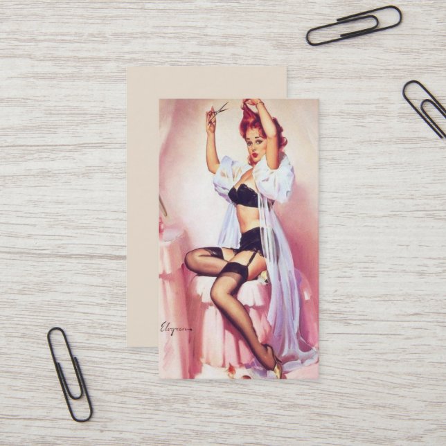 Vinatge hairdresser pin up business card (Front/Back In Situ)
