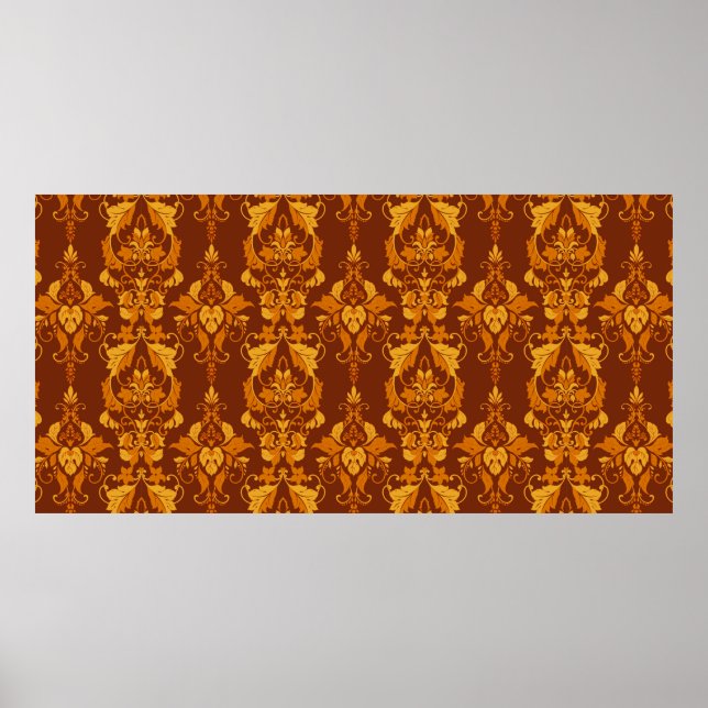 Vinatge ornate damask seamless pattern poster (Front)