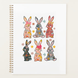 Vinatge Retro Bunny Floral Flower Rabbit Easter Da Planner