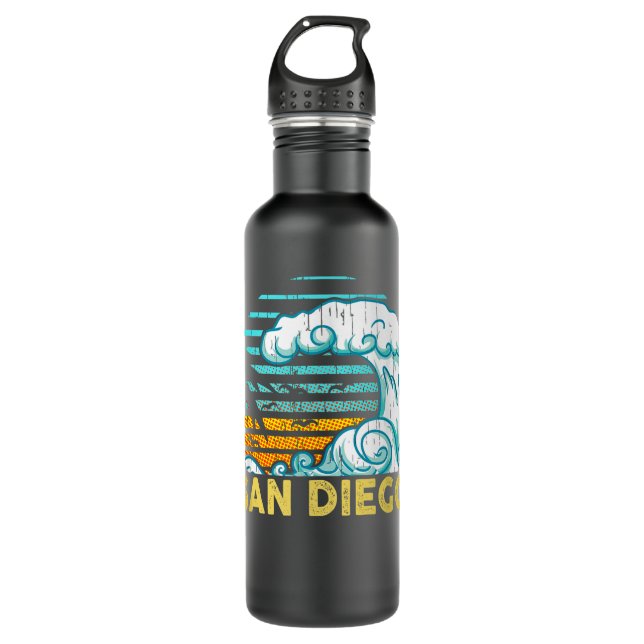 Vinatge San Diego Wave Retro Surfing Surf Souvenir 710 Ml Water Bottle (Front)