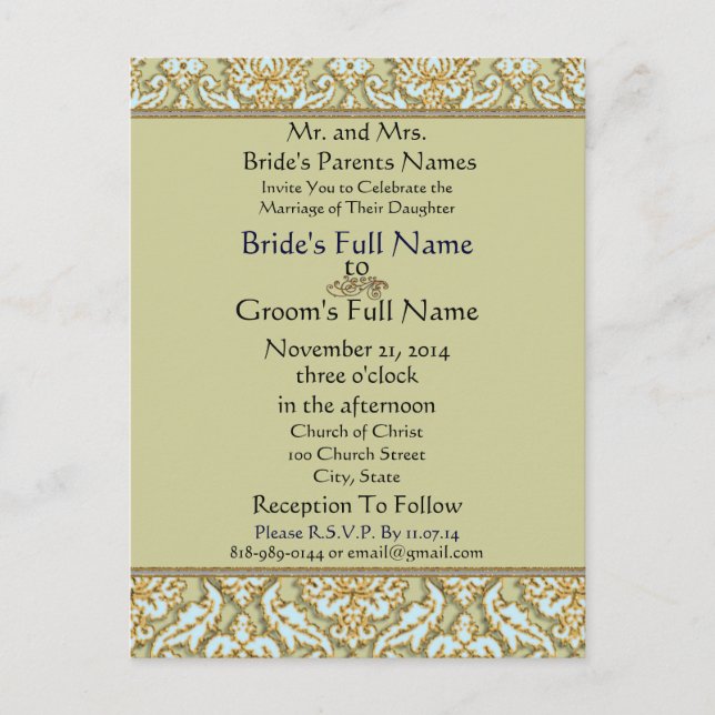 VinatgeTiffany on Grey Wedding Invitation (Front)