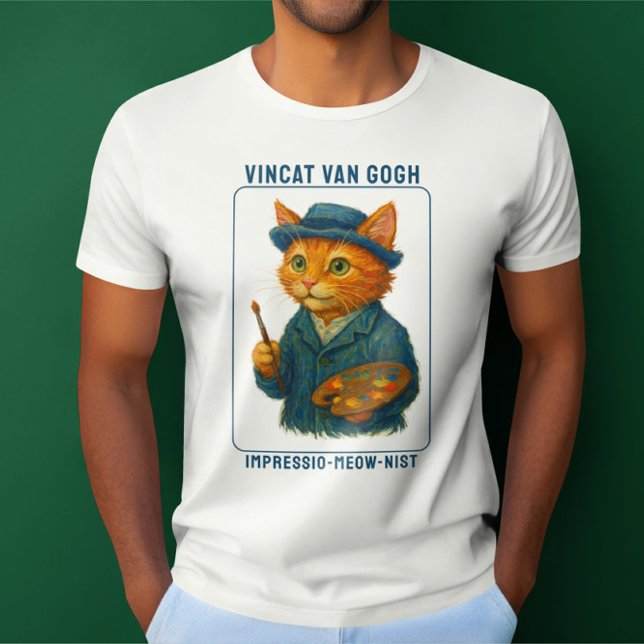 Vincat Van Gogh Impressio-meow-nist Funny T-Shirt (Vincent Van Gogh in cat form. Vincat van Gogh, Impressio-meow-nist funny t-shirt from Ricaso)