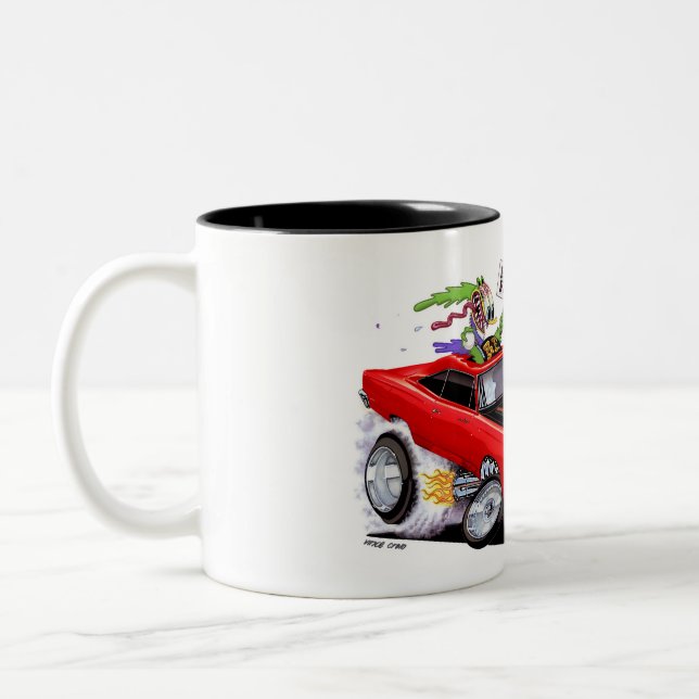 Vince Crain BIRD FINK 1969 red muscle car Two-Tone Coffee Mug (Left)