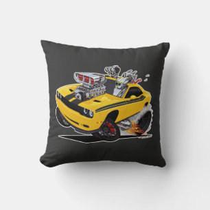 Vince Crain High Octane Art Hell cat Banana YELLOW Cushion