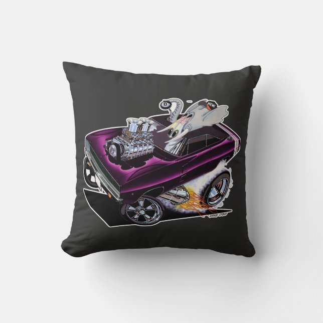 Vince Crains High 1968 plum crazy "FULL CHARGE" Cushion (Front)