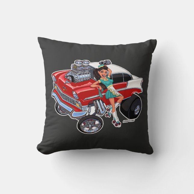 Vince Crains High Octane Art, "FAST FOOD" 56 chevy Cushion (Front)