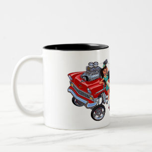 Vince Crains High Octane Art, "FAST FOOD" 56 chevy Two-Tone Coffee Mug