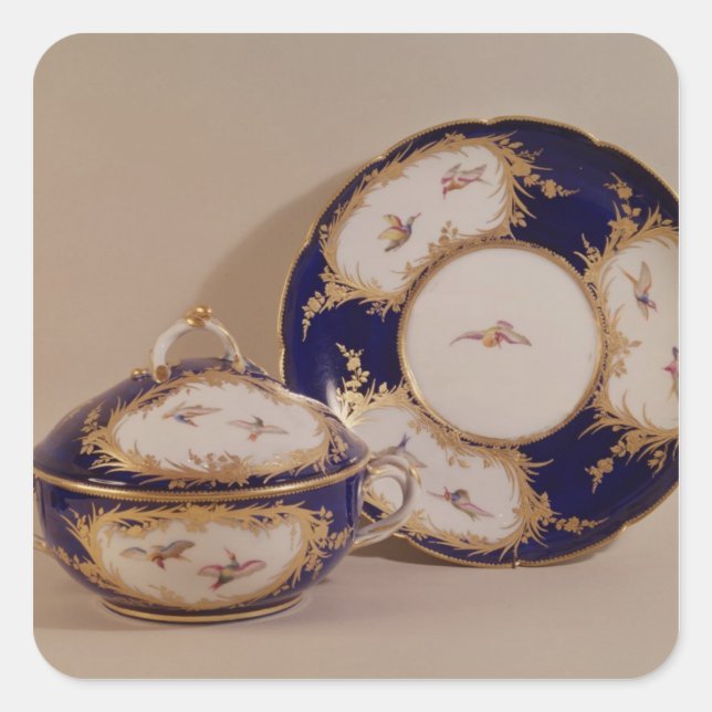 Vincennes bowl and stand, c.1745 square sticker (Front)