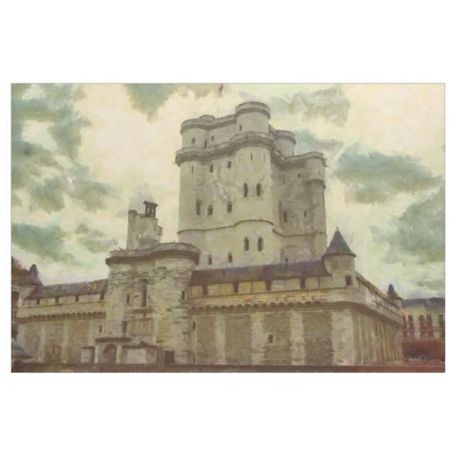 Vincennes castle, Paris painting Fabric (Yard)