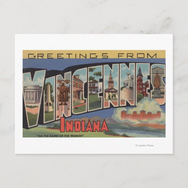 Vincennes, Indiana - Large Letter Scenes Postcard (Front)