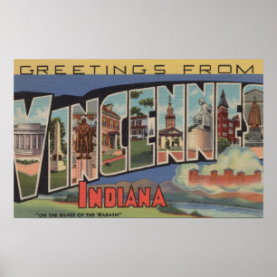 Vincennes, Indiana - Large Letter Scenes Poster