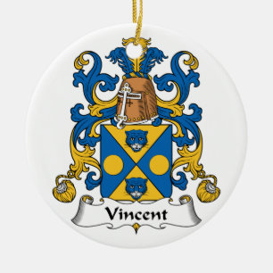 Vincent Family Crest Ceramic Tree Decoration