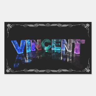 Vincent  - The Name Vincent in 3D Lights (Photogra Rectangular Sticker