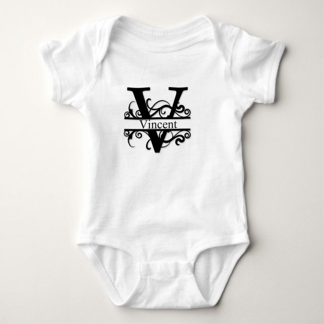 Vincent V Monogram Baby Bodysuit (Front)