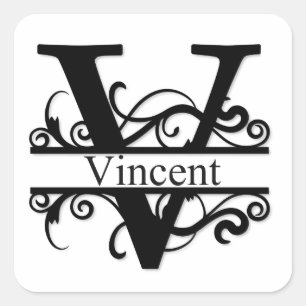Vincent V Monogram Square Sticker