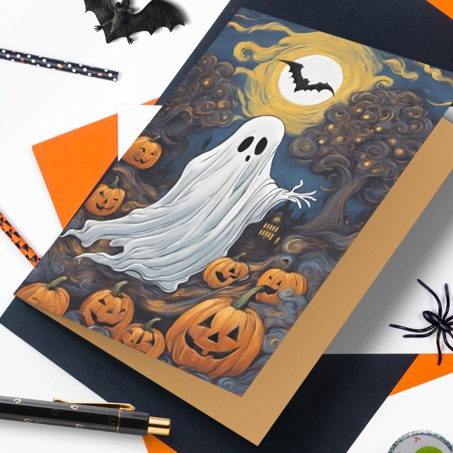 Vincent van Ghost Halloween Card (A parody of Vincent van Gogh's Starry Night, this funny card brings wishes for a Spooky Night.)