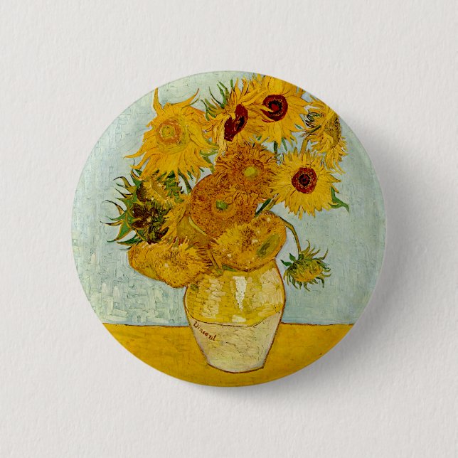 Vincent Van Gogh 12 Sunflowers Impressionist 6 Cm Round Badge (Front)