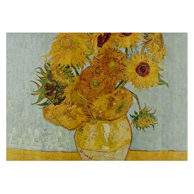 Vincent Van Gogh 12 Sunflowers Impressionist Cutting Board (Front)