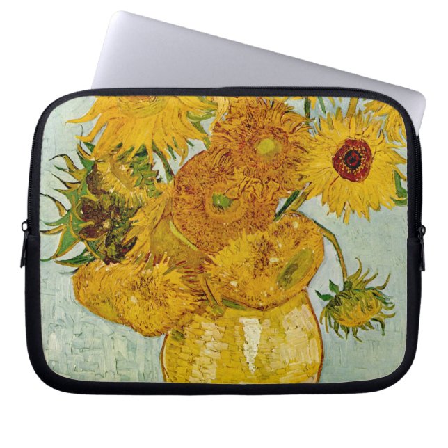 Vincent Van Gogh 12 Sunflowers Impressionist Laptop Sleeve (Front)