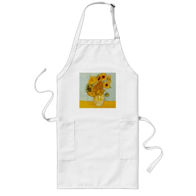 Vincent Van Gogh 12 Sunflowers Impressionist Long Apron (Front)