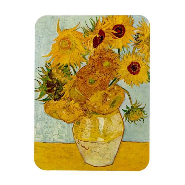 Vincent Van Gogh 12 Sunflowers Impressionist Magnet (Vertical)