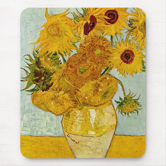 Vincent Van Gogh 12 Sunflowers Impressionist Mouse Mat (Front)