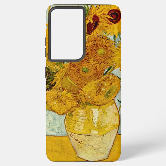 Vincent Van Gogh 12 Sunflowers Impressionist Samsung Galaxy S21 Ultra Case (Back)