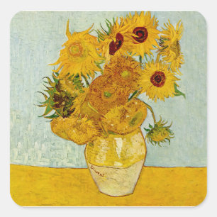 Vincent Van Gogh 12 Sunflowers Impressionist Square Sticker