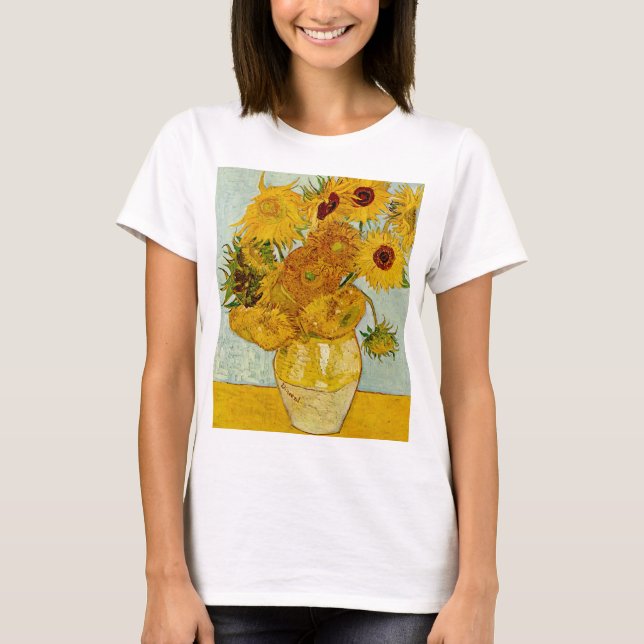 Vincent Van Gogh 12 Sunflowers Impressionist T-Shirt (Front)