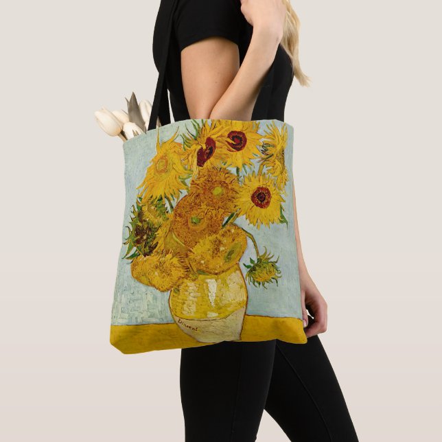 Vincent Van Gogh 12 Sunflowers Impressionist Tote Bag (Close Up)