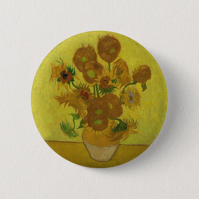 Vincent Van Gogh 15 Sunflowers Painting 6 Cm Round Badge (Front)