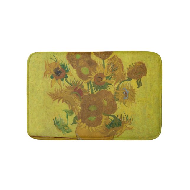 Vincent Van Gogh 15 Sunflowers Painting Bath Mat (Front)