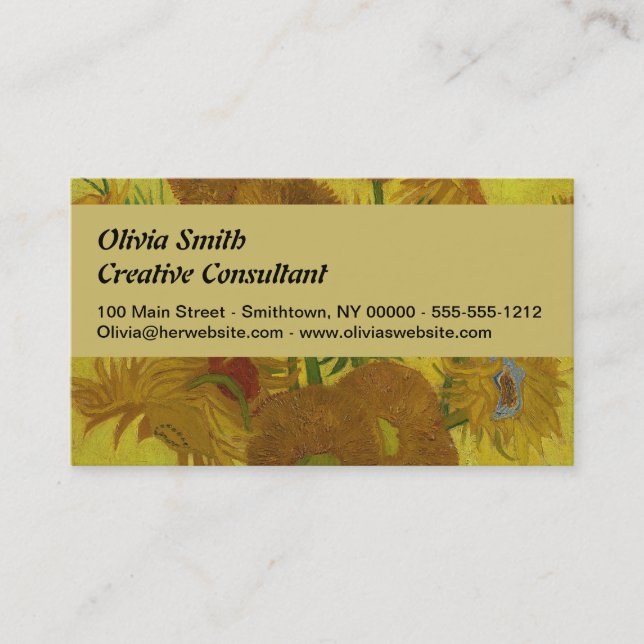 Vincent Van Gogh 15 Sunflowers Painting Business Card (Front)