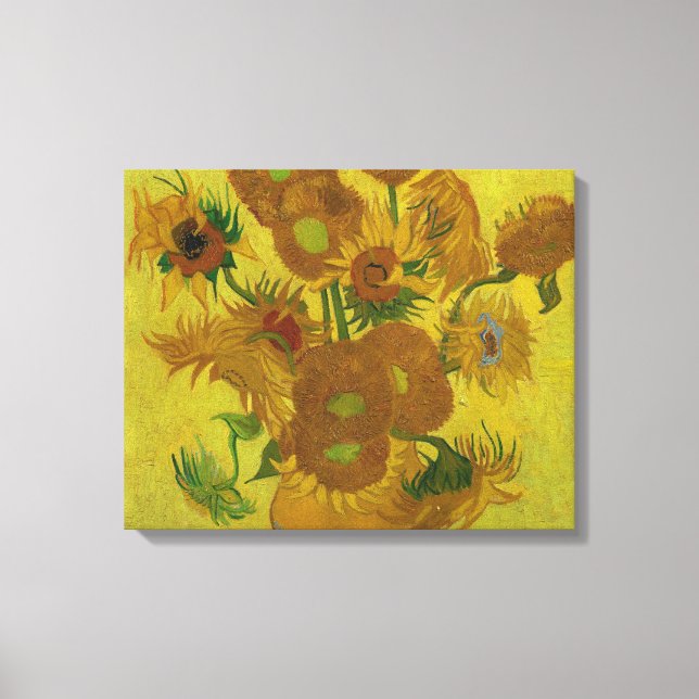 Vincent Van Gogh 15 Sunflowers Painting Canvas Print (Front)