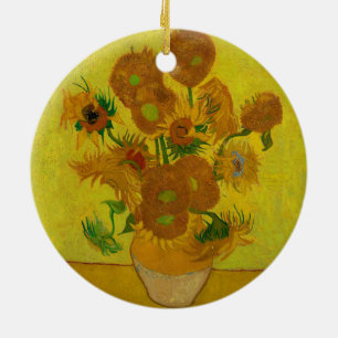 Vincent Van Gogh 15 Sunflowers Painting Ceramic Tree Decoration