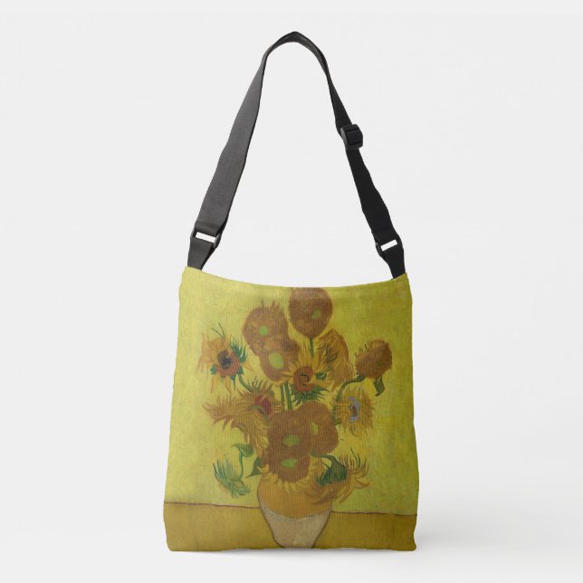 Vincent Van Gogh 15 Sunflowers Painting Crossbody Bag (Front)