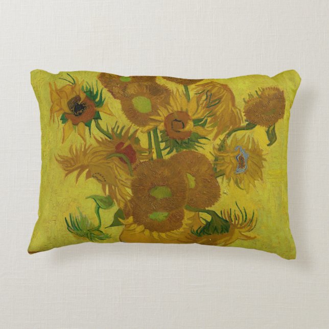 Vincent Van Gogh 15 Sunflowers Painting Decorative Cushion (Back)